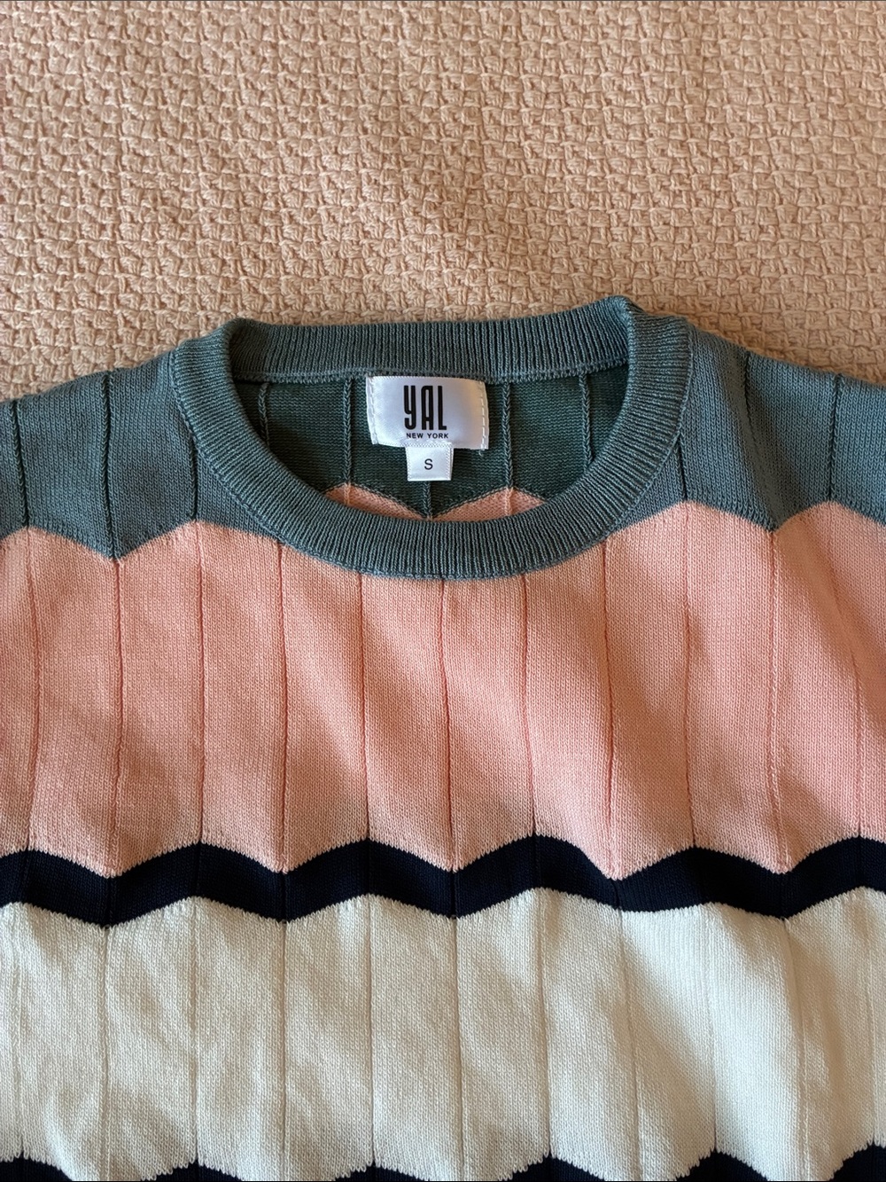 YAL Striped Crewneck Sweater in Pink, Blue & White - Picture 3 of 12